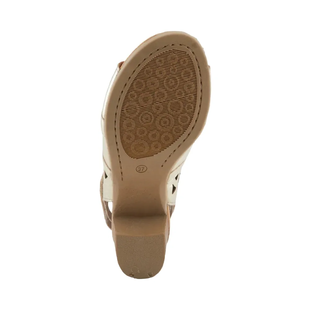 Spring Step Women's Dorotha Heeled Sandal in Gold
