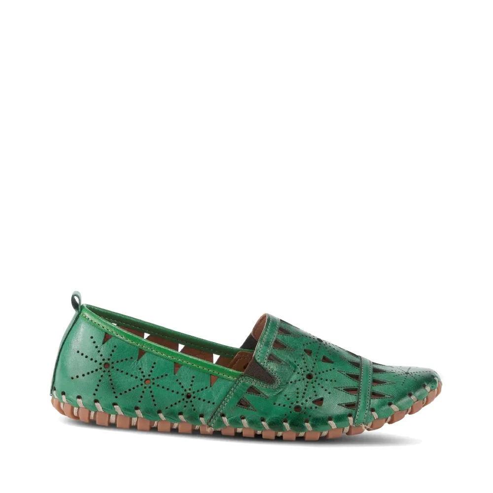 Spring Step Women's Fusaro Slip On Flat in Green