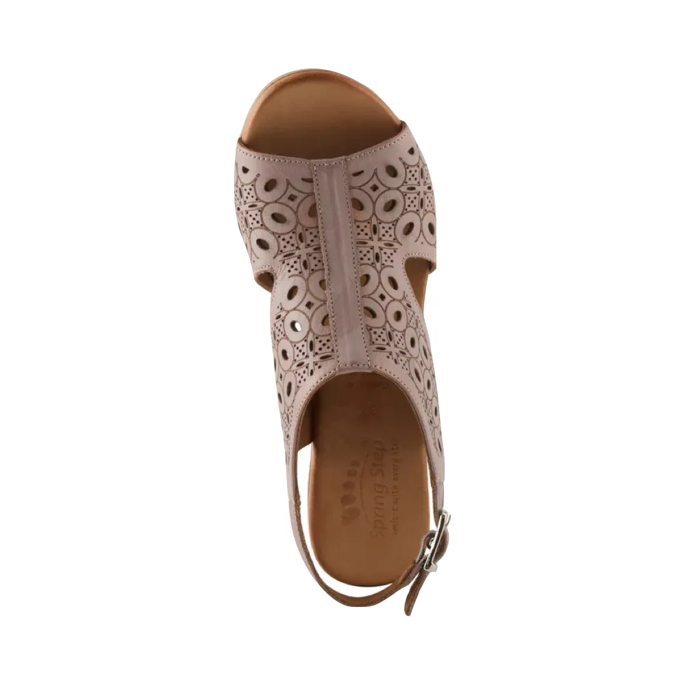 Spring Step Women's Kovach Heeled Sandal in Taupe