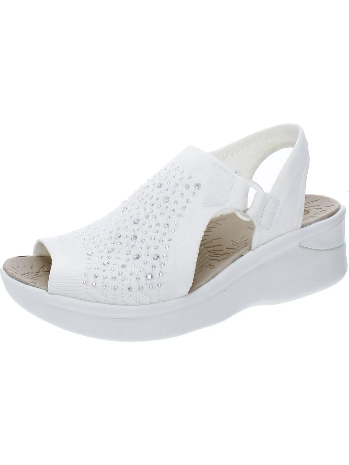 Star Bright Womens Metallic Embellished Wedge Sandals