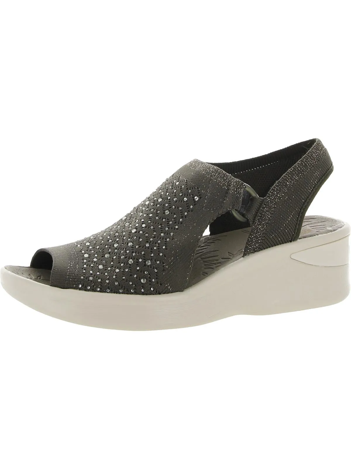Star Bright Womens Metallic Embellished Wedge Sandals