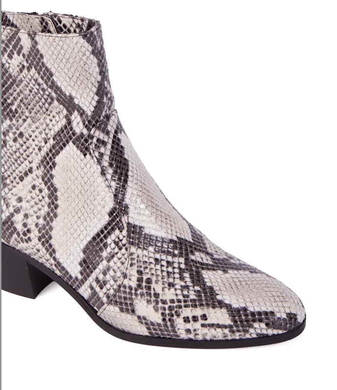 Steffy Vegan Leather Low Heeled Vegan Boots | Python
