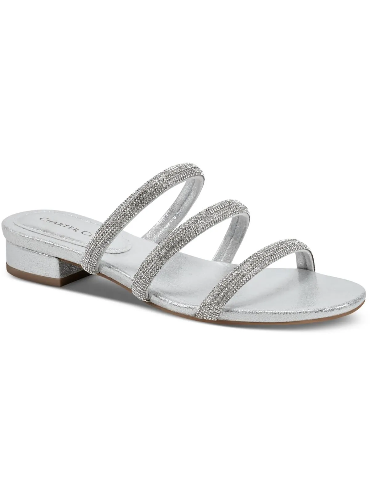 Sunnyy Womens Rhinestone Glitter Slide Sandals