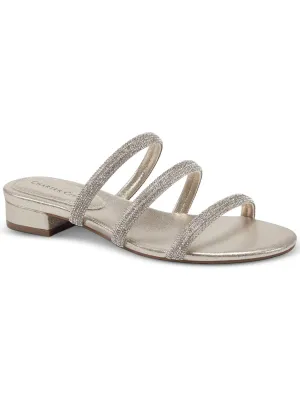 Sunnyy Womens Rhinestone Glitter Slide Sandals