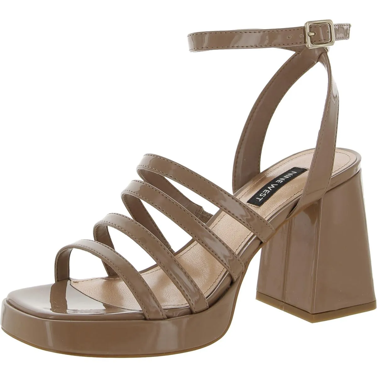 Teriss3 Womens Patent Strappy Block Heel