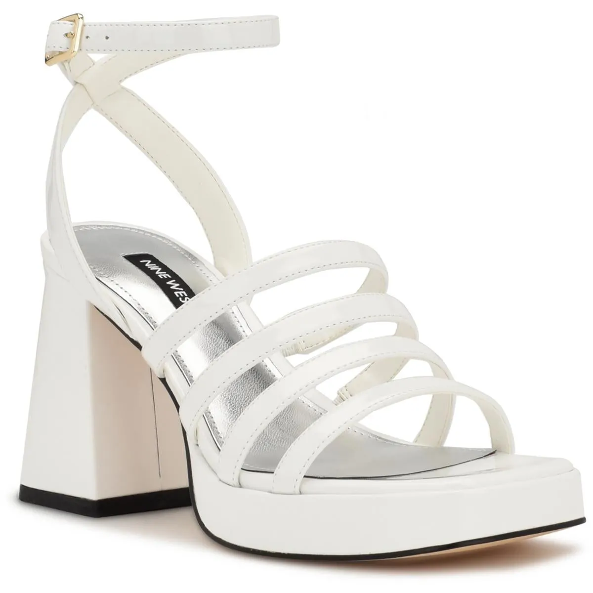 Teriss3 Womens Patent Strappy Block Heel