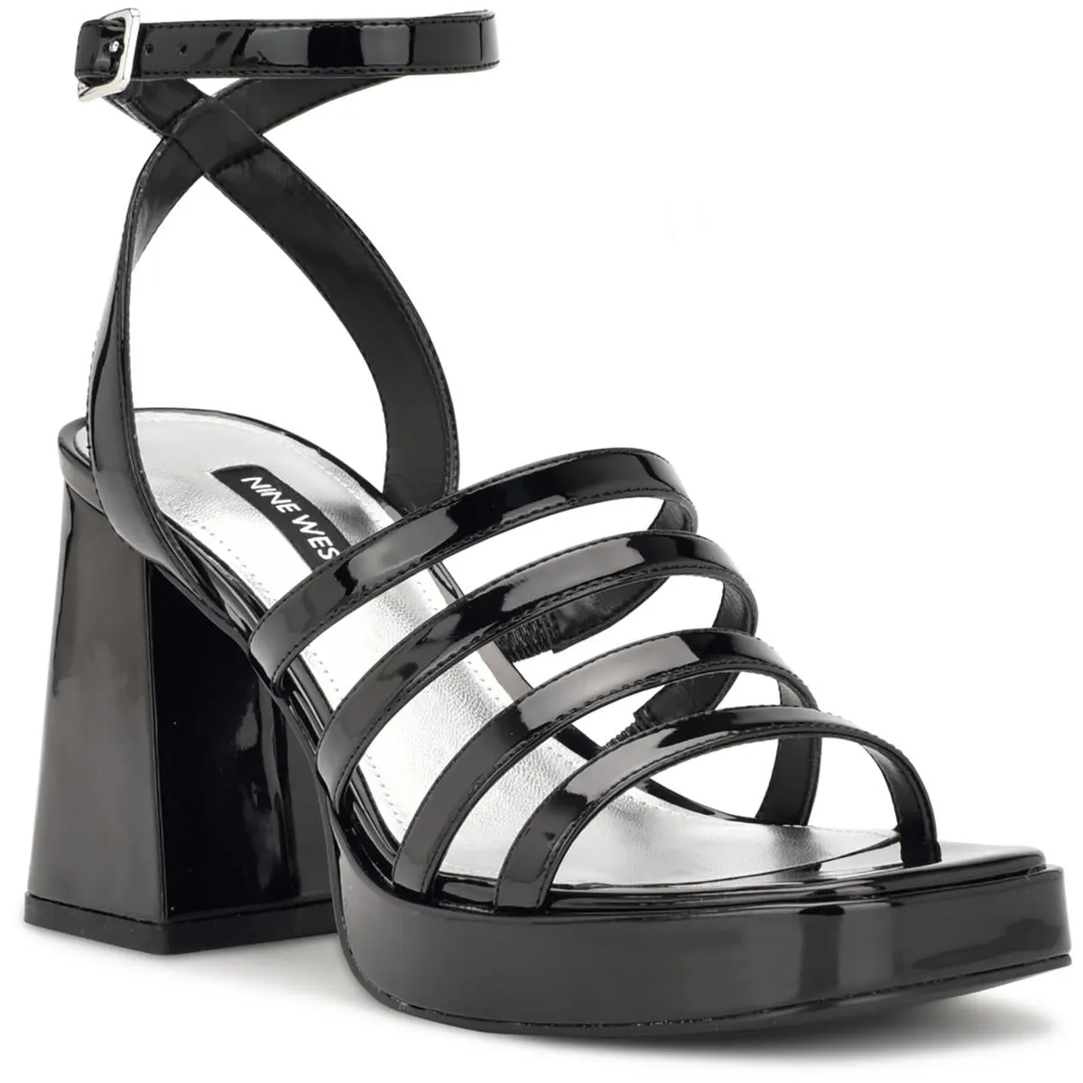 Teriss3 Womens Patent Strappy Block Heel