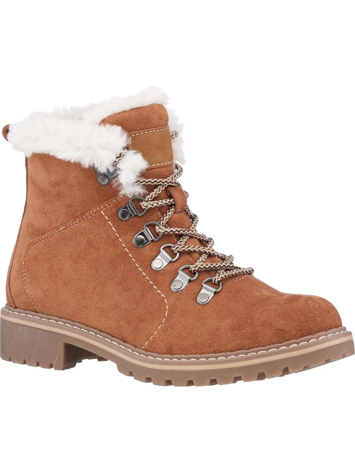 Tinsley Womens Microsuede Ankle Combat & Lace-up Boots
