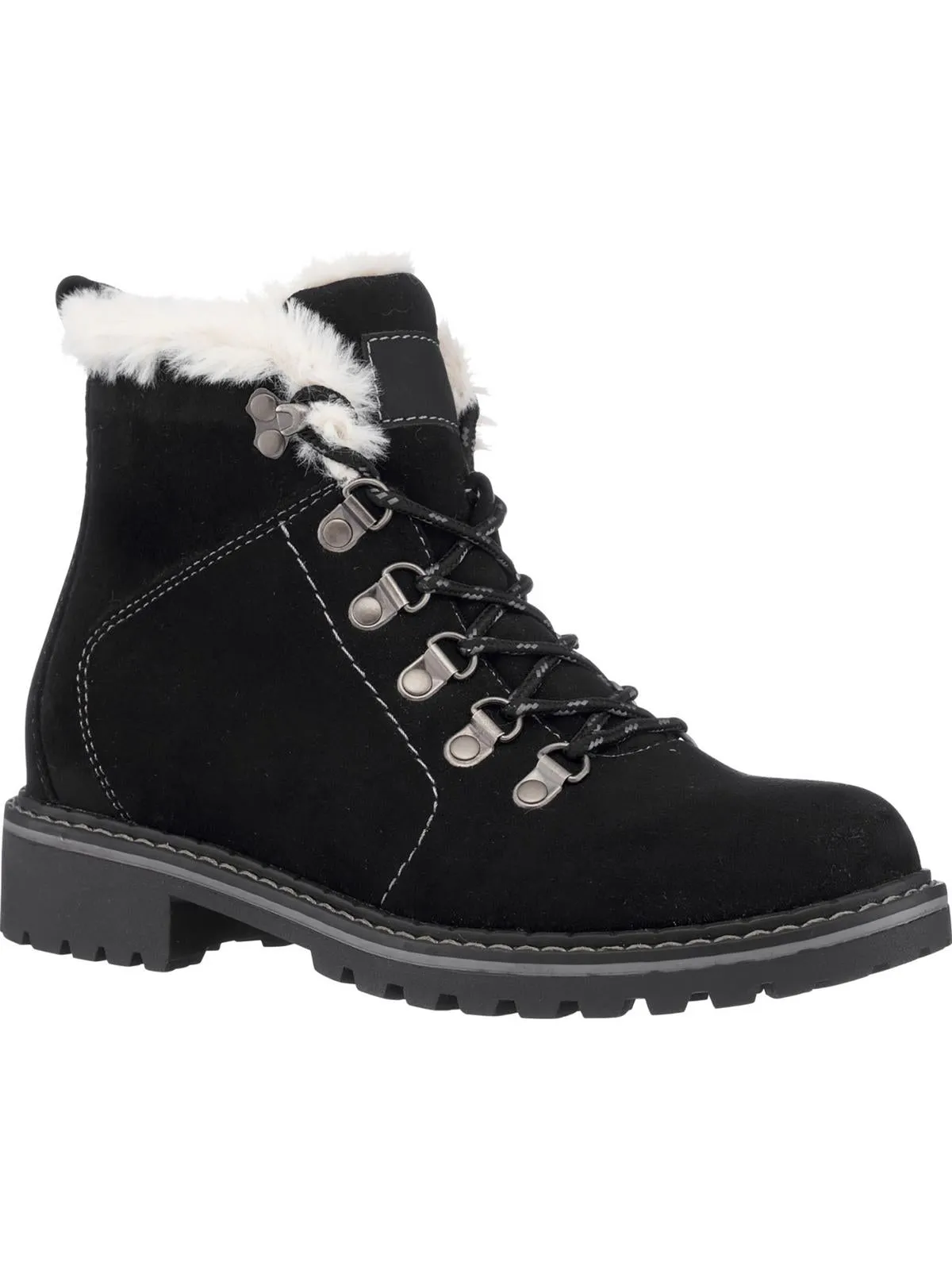 Tinsley Womens Microsuede Ankle Combat & Lace-up Boots