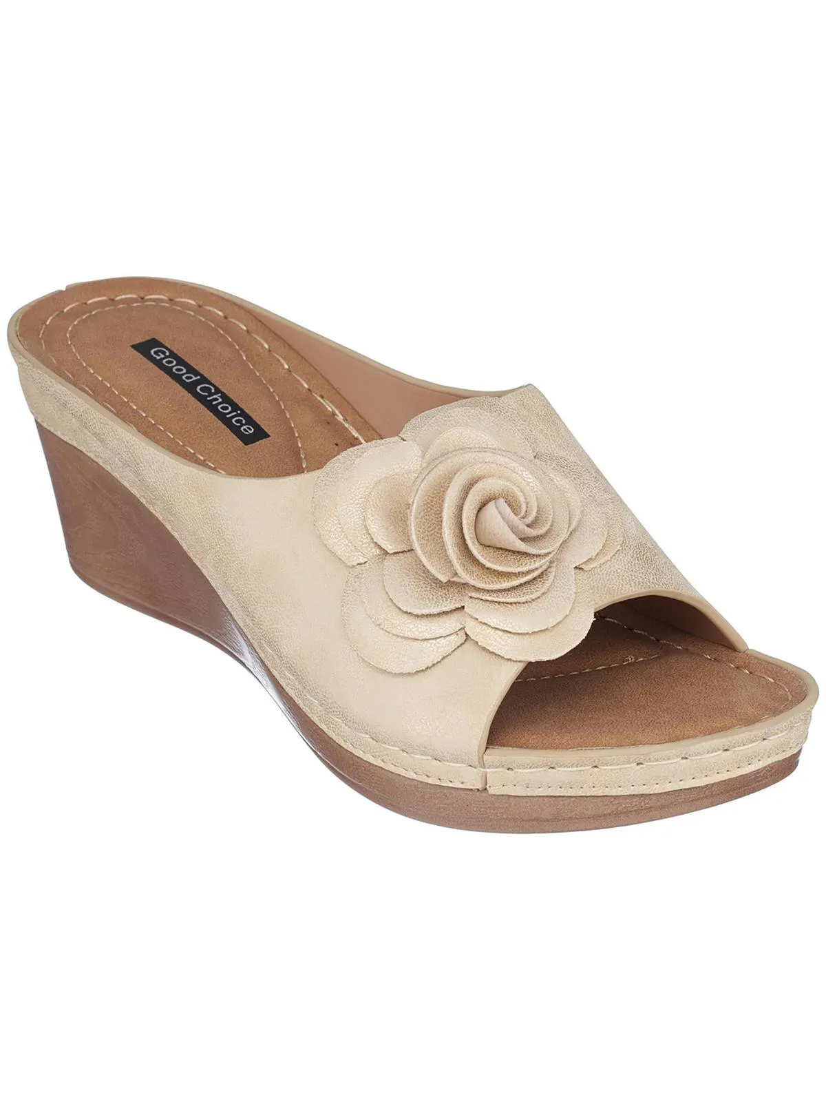 Tokyo Womens Faux Leather Floral Wedge Sandals