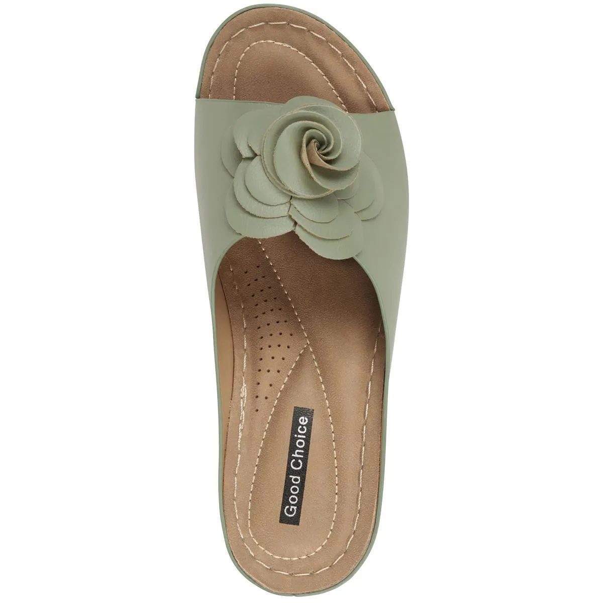 Tokyo Womens Faux Leather Floral Wedge Sandals