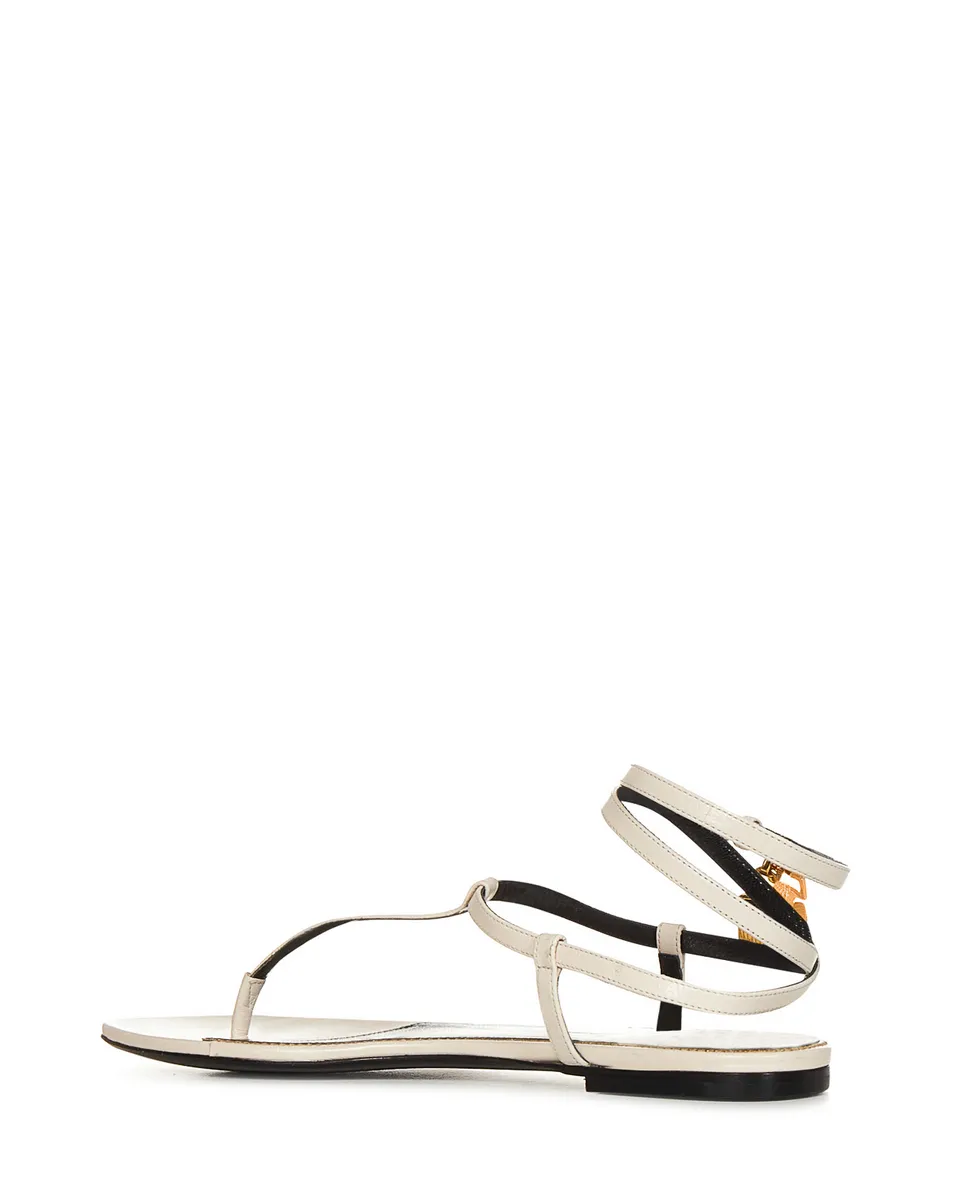 Tom Ford Womens Leather Flat Sandals In White