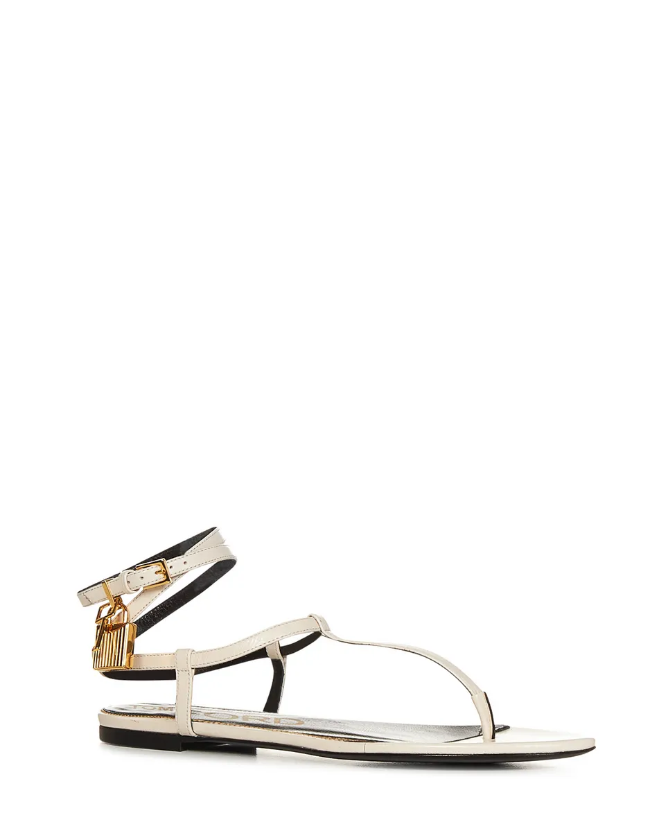Tom Ford Womens Leather Flat Sandals In White