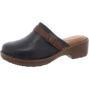 Tru Womens Cushioned Footbed Leather Clogs