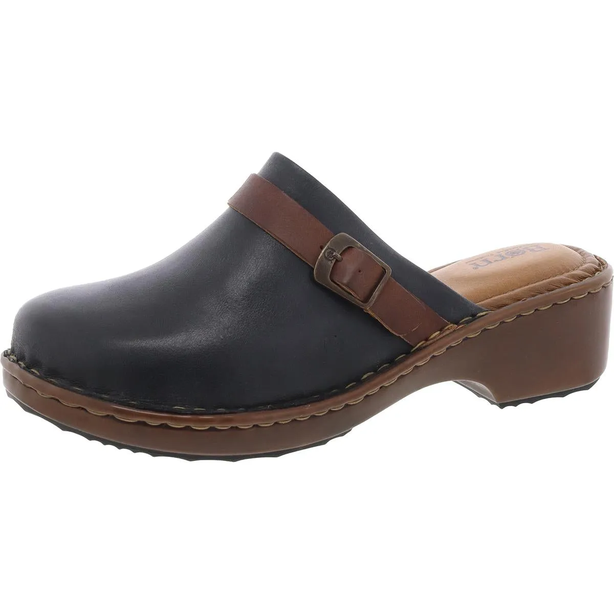 Tru Womens Cushioned Footbed Leather Clogs