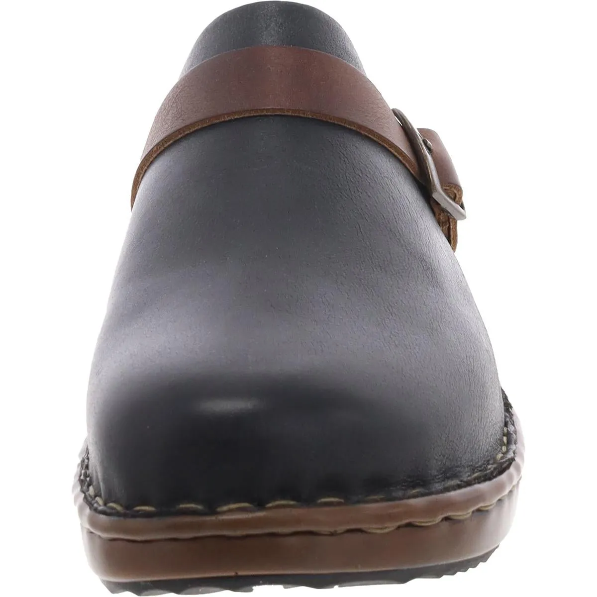 Tru Womens Cushioned Footbed Leather Clogs