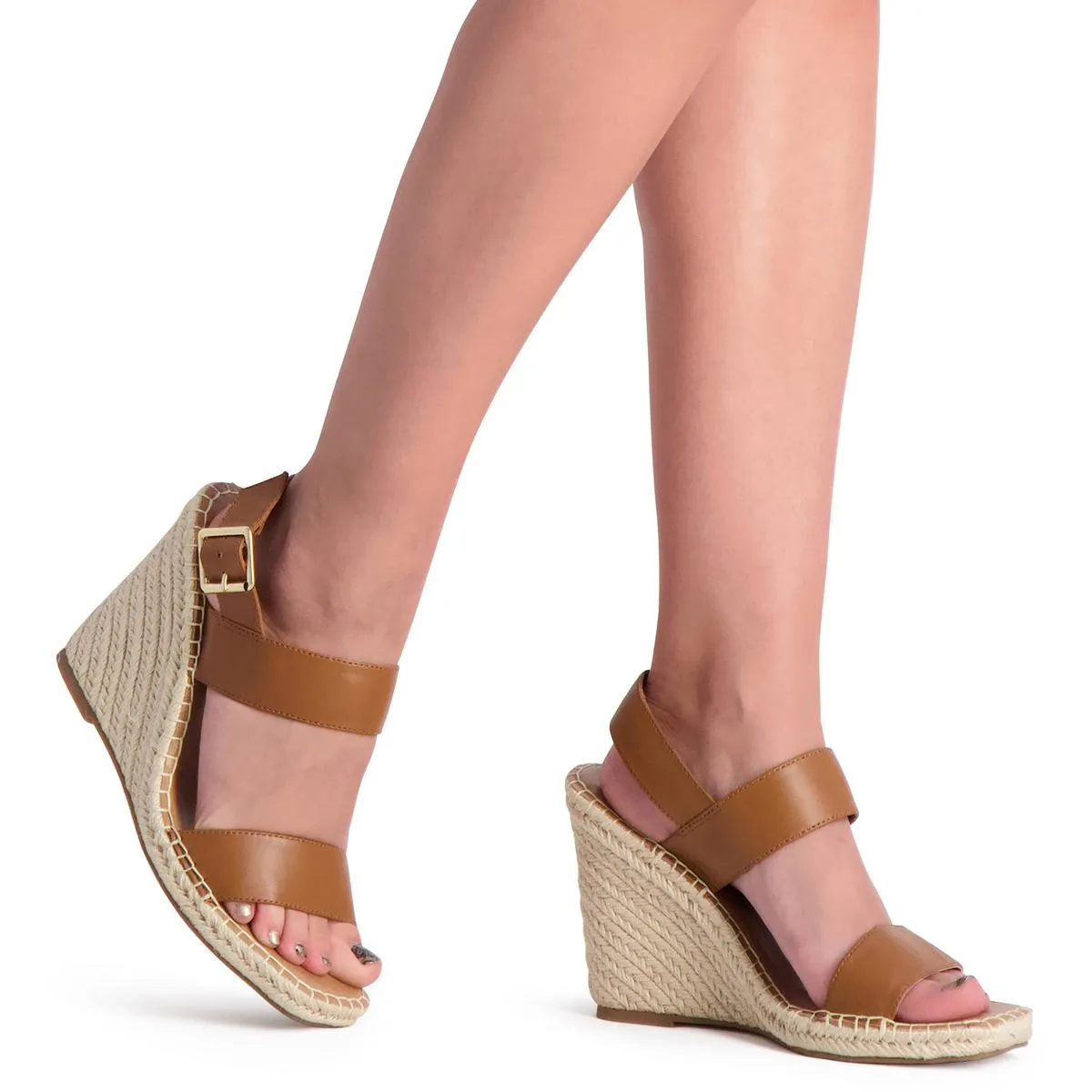 Uri Womens Buckle Espadrilles Wedge Heels
