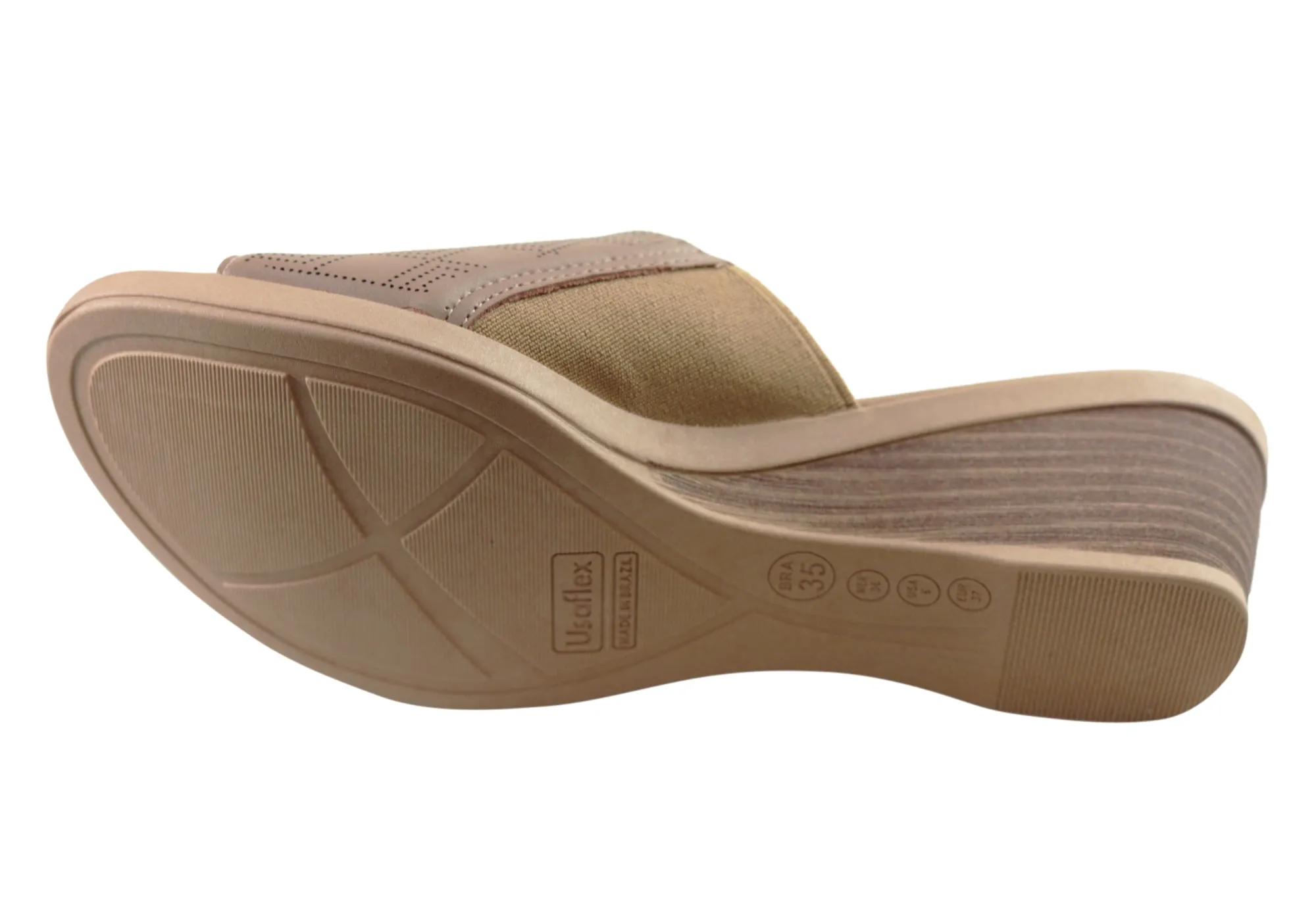 Usaflex Anatolia Womens Comfort Leather Slides Sandals Made In Brazil Usaflex Shoes