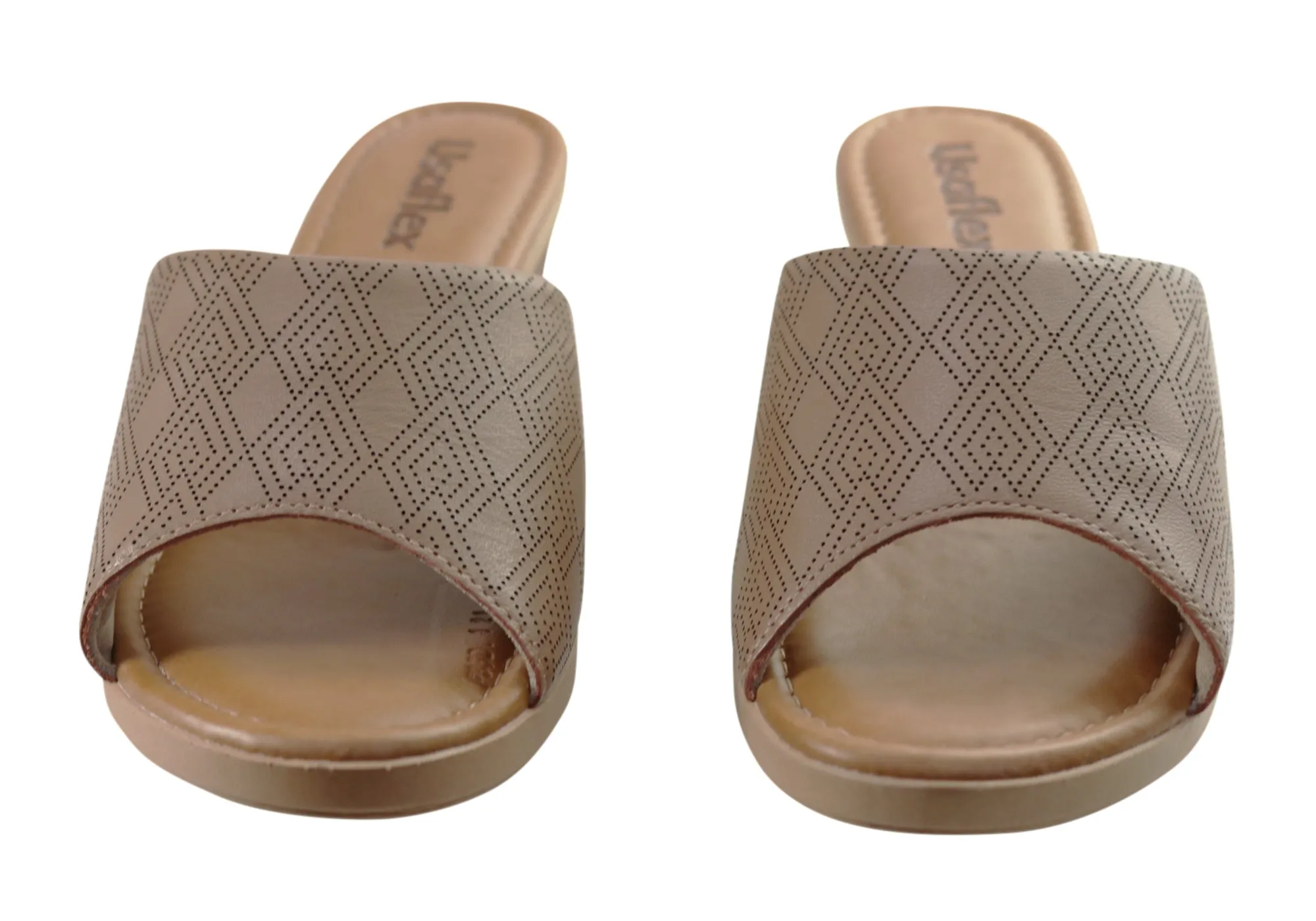 Usaflex Anatolia Womens Comfort Leather Slides Sandals Made In Brazil Usaflex Shoes