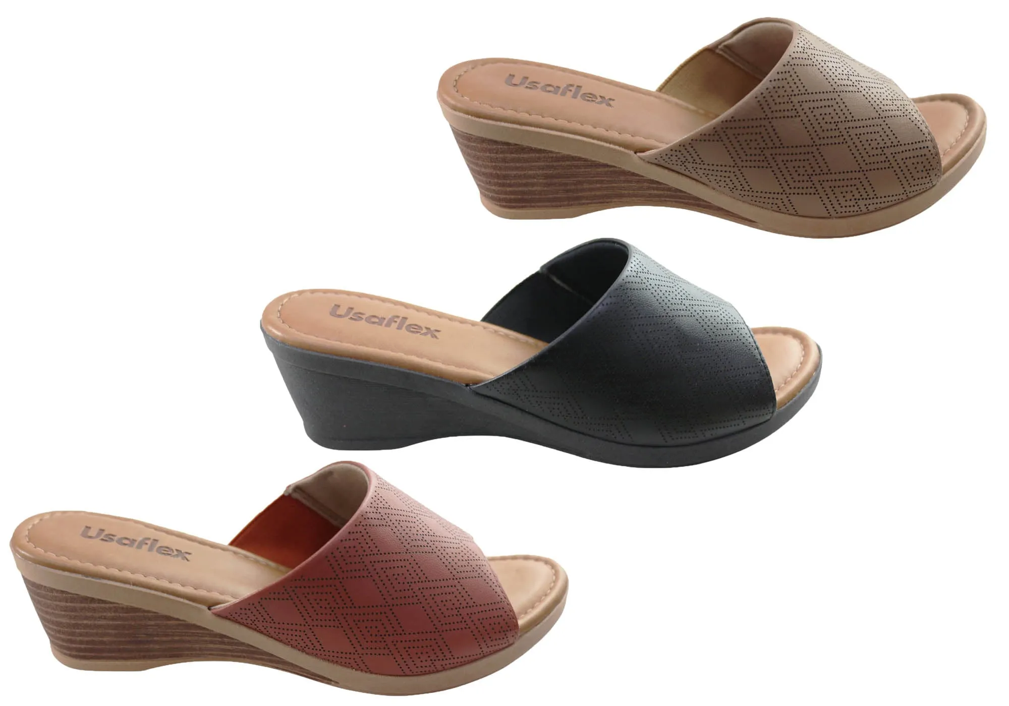 Usaflex Anatolia Womens Comfort Leather Slides Sandals Made In Brazil Usaflex Shoes