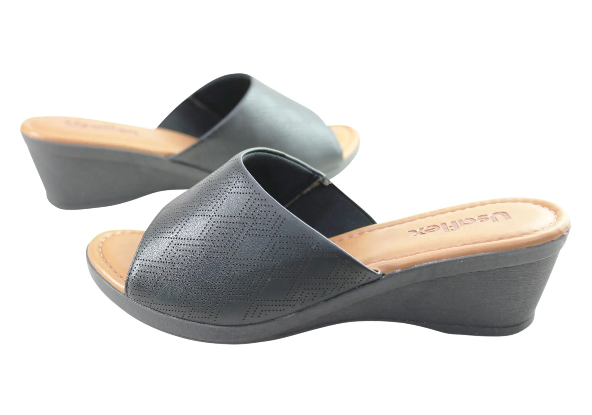 Usaflex Anatolia Womens Comfort Leather Slides Sandals Made In Brazil Usaflex Shoes