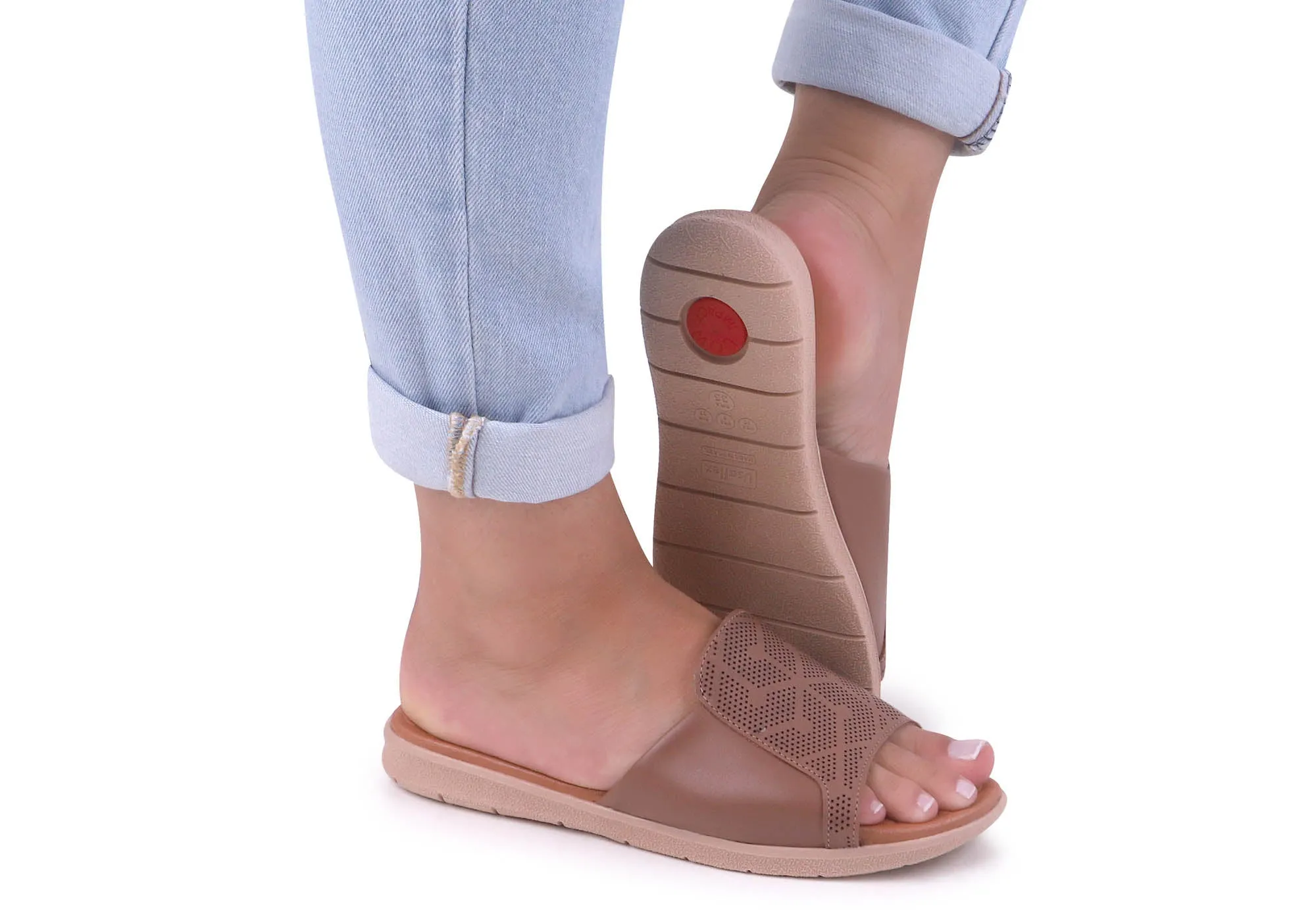 Usaflex Calla Womens Comfort Leather Slides Sandals Made In Brazil Usaflex Shoes