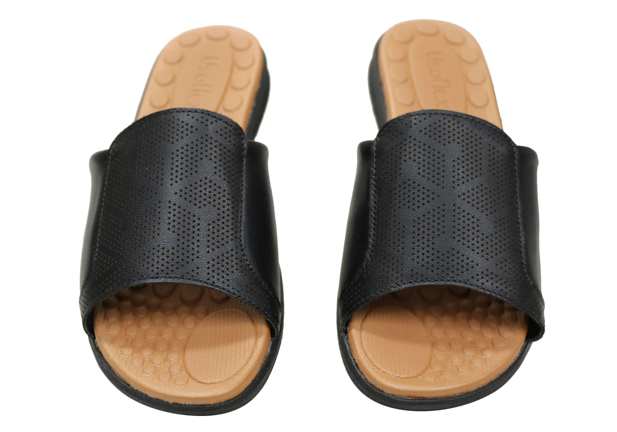 Usaflex Calla Womens Comfort Leather Slides Sandals Made In Brazil Usaflex Shoes