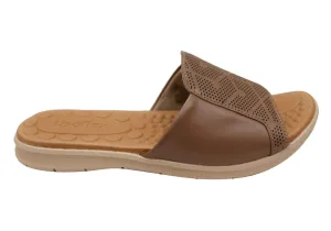 Usaflex Calla Womens Comfort Leather Slides Sandals Made In Brazil Usaflex Shoes