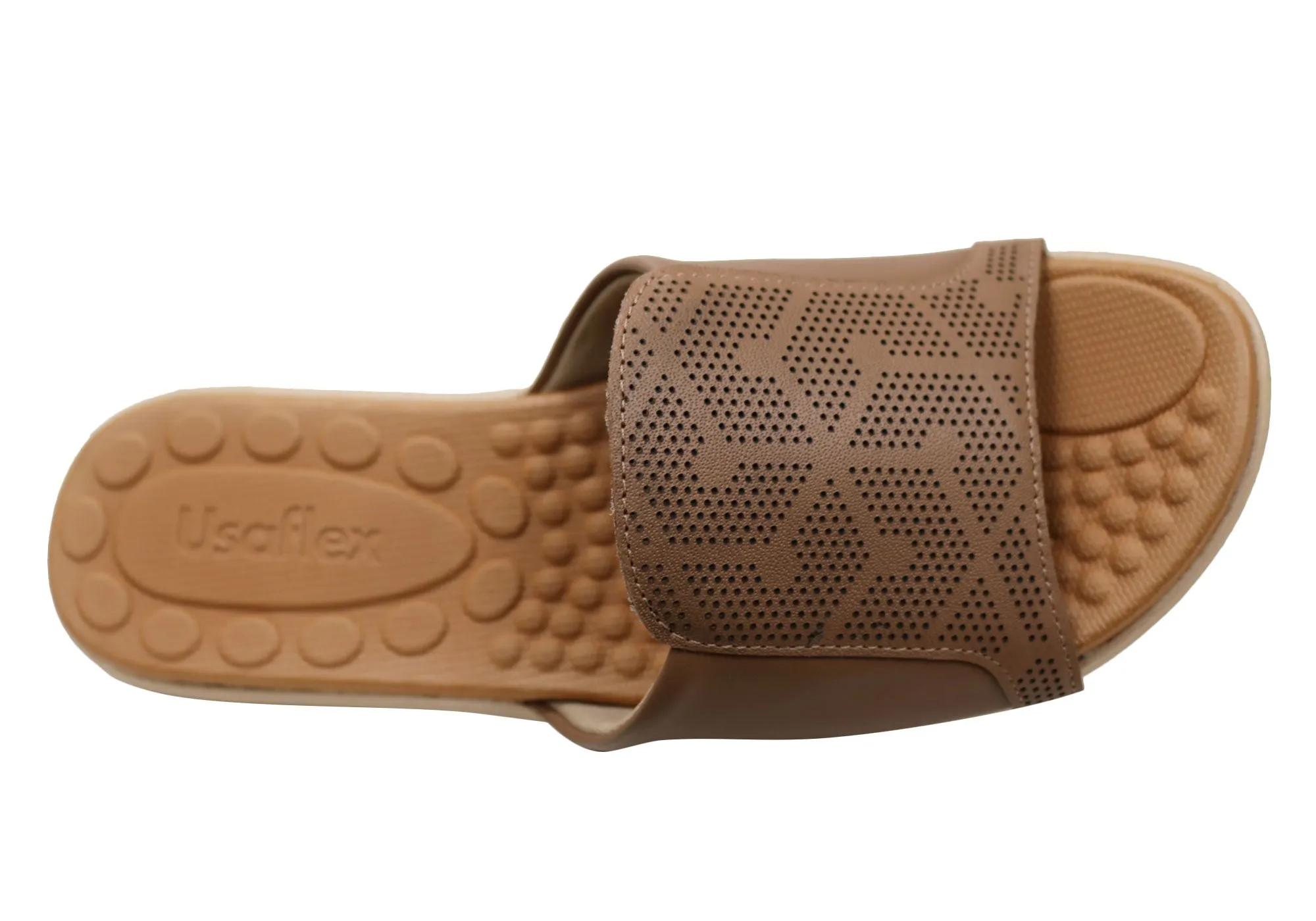 Usaflex Calla Womens Comfort Leather Slides Sandals Made In Brazil Usaflex Shoes