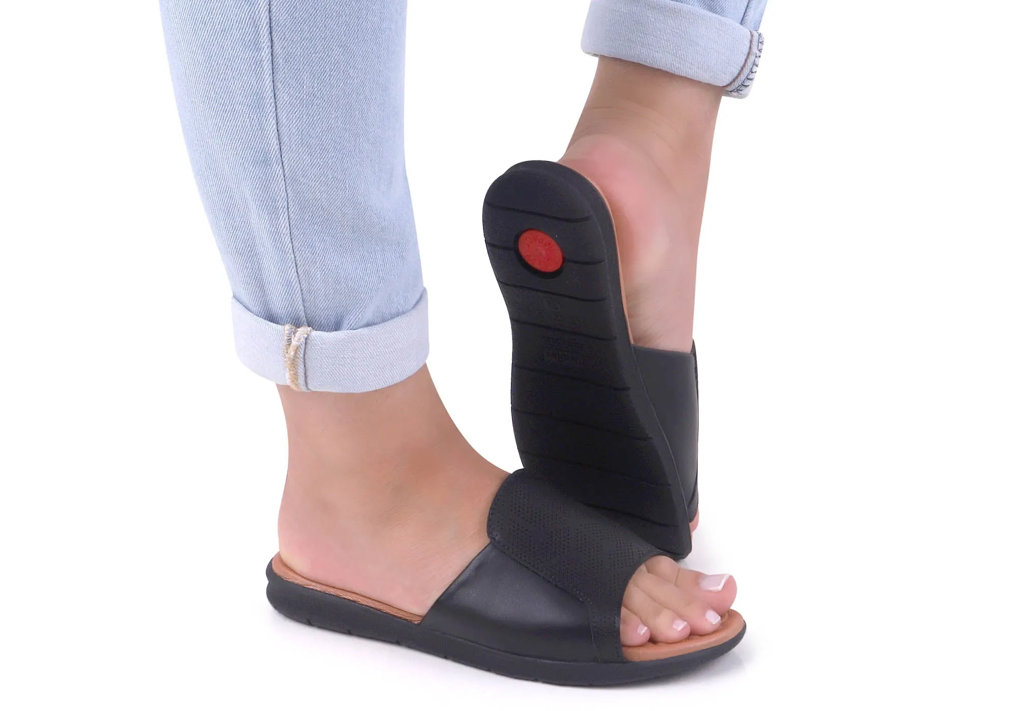 Usaflex Calla Womens Comfort Leather Slides Sandals Made In Brazil Usaflex Shoes