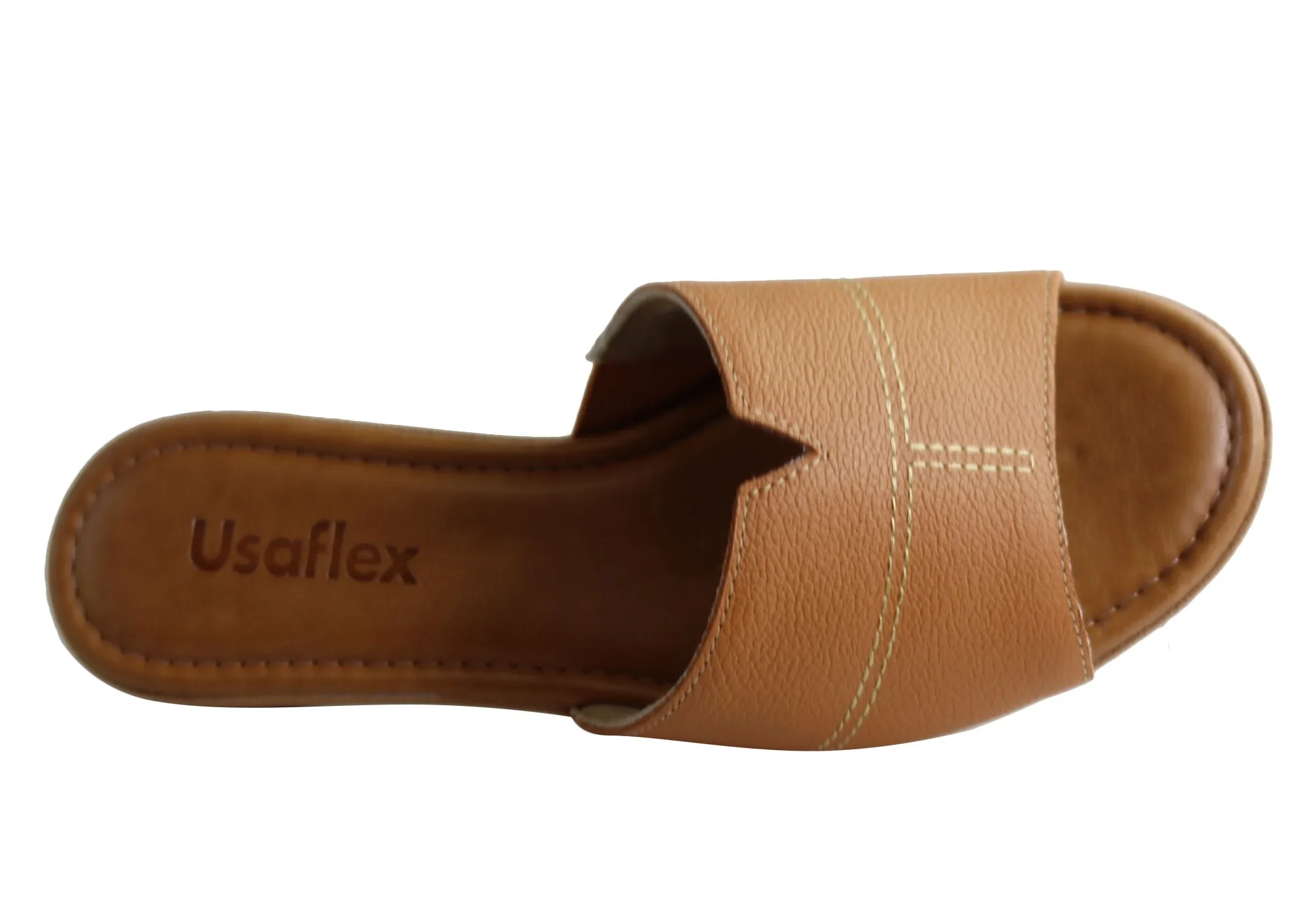 Usaflex Clover Womens Brazilian Comfy Cushioned Leather Slides Sandals Usaflex Shoes