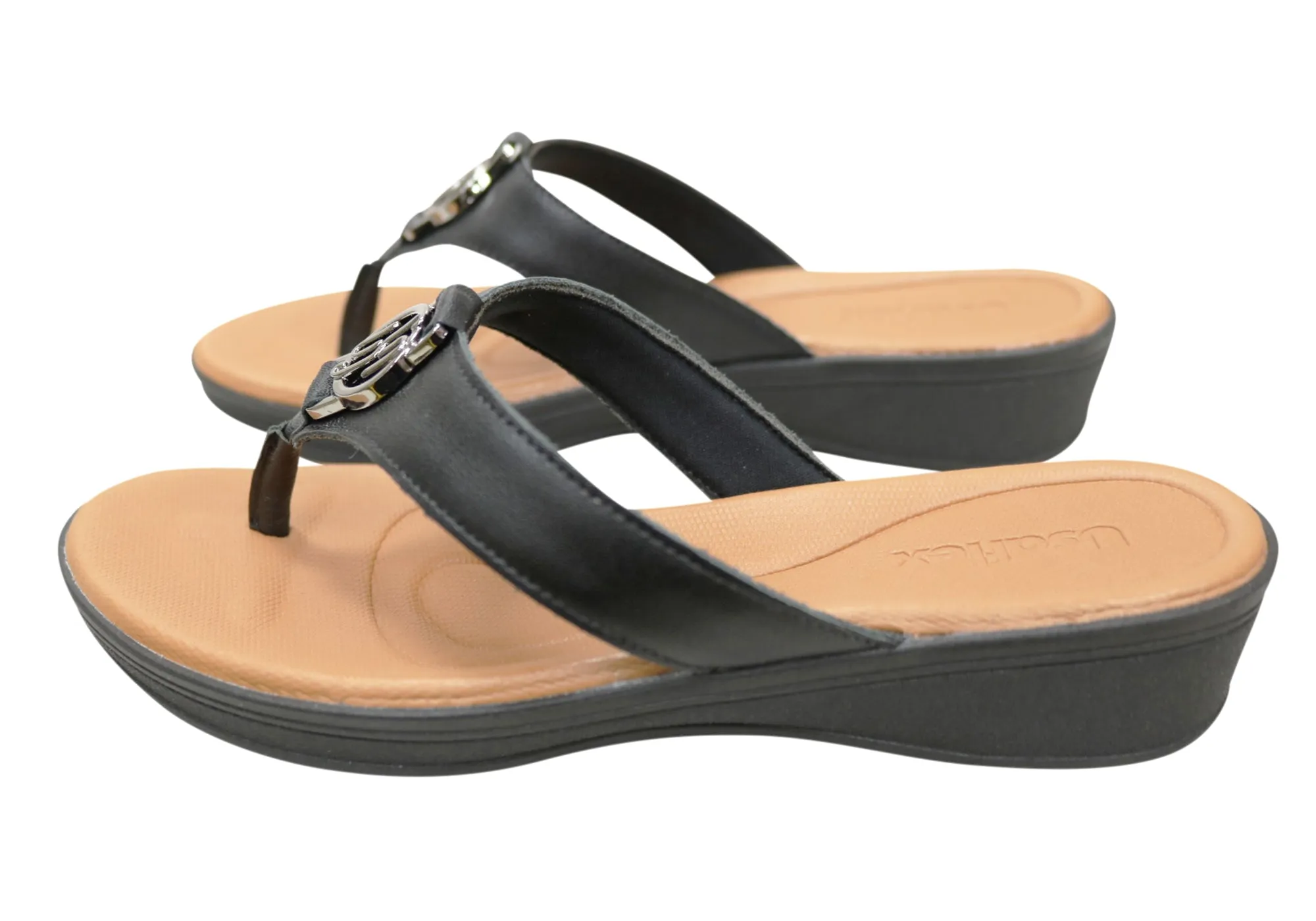 Usaflex Dorina Womens Comfort Leather Thongs Sandals Made In Brazil Usaflex Shoes