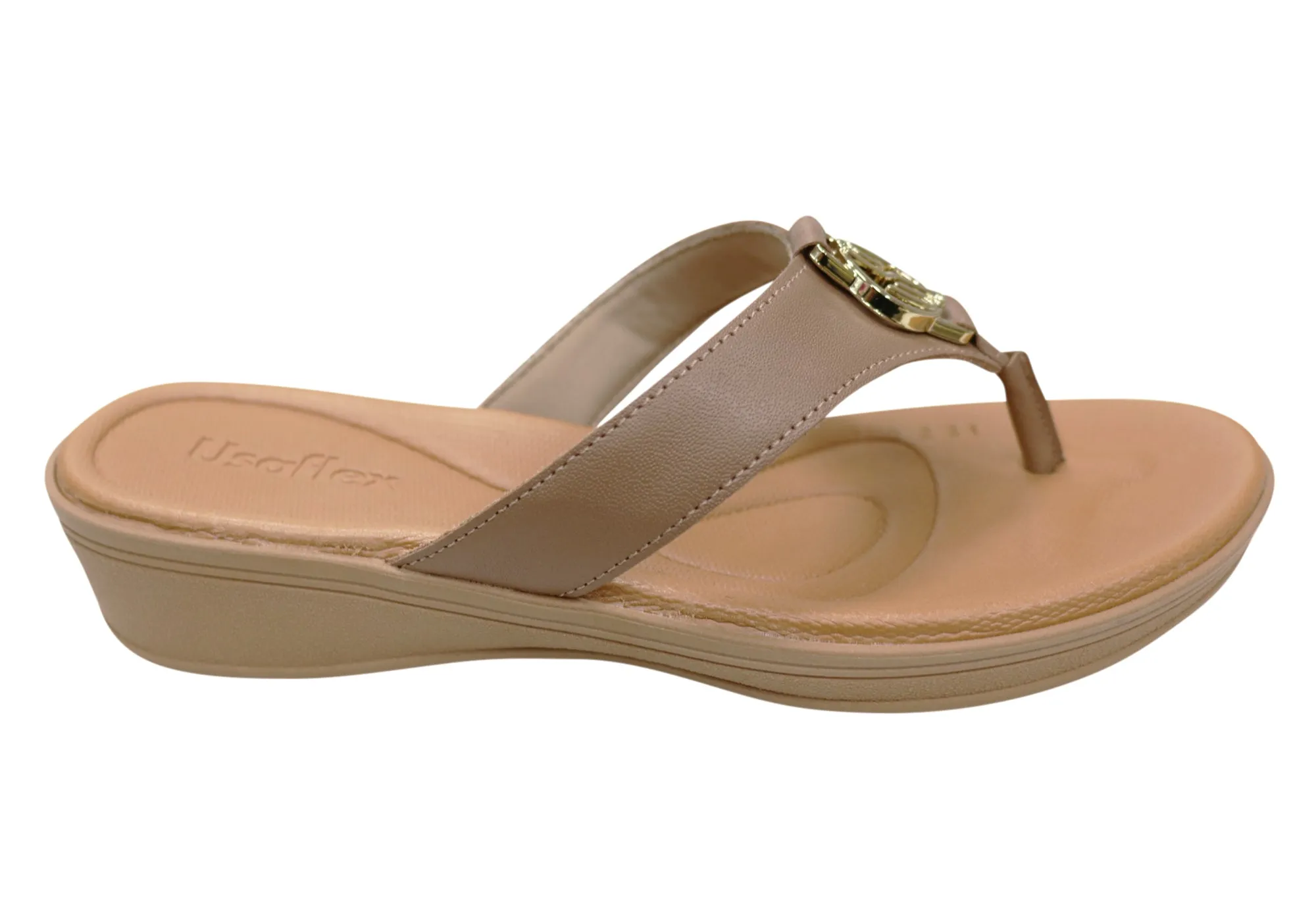 Usaflex Dorina Womens Comfort Leather Thongs Sandals Made In Brazil Usaflex Shoes