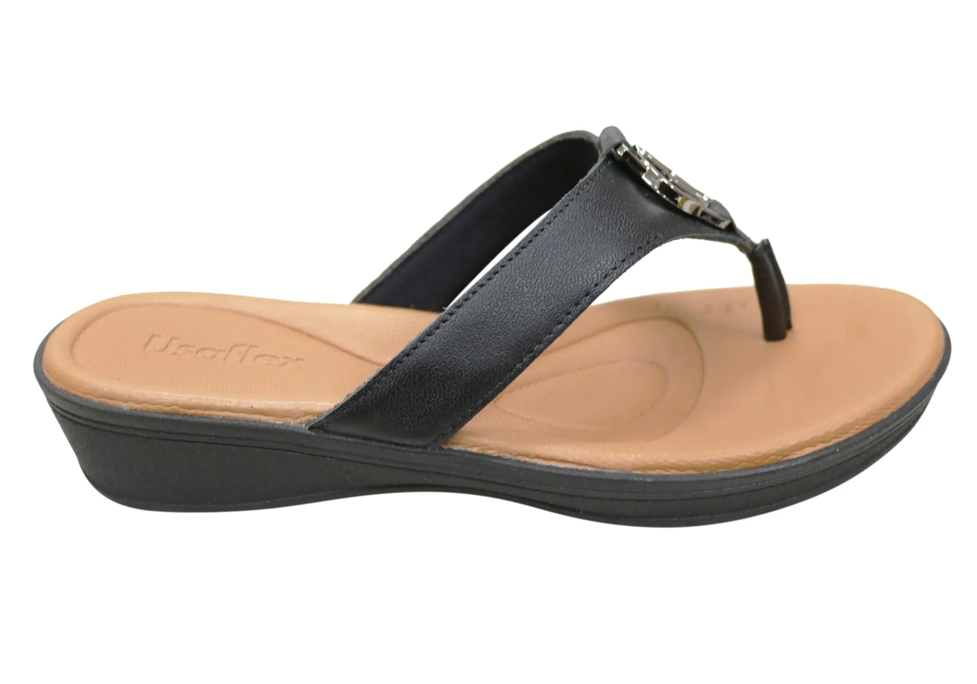 Usaflex Dorina Womens Comfort Leather Thongs Sandals Made In Brazil Usaflex Shoes