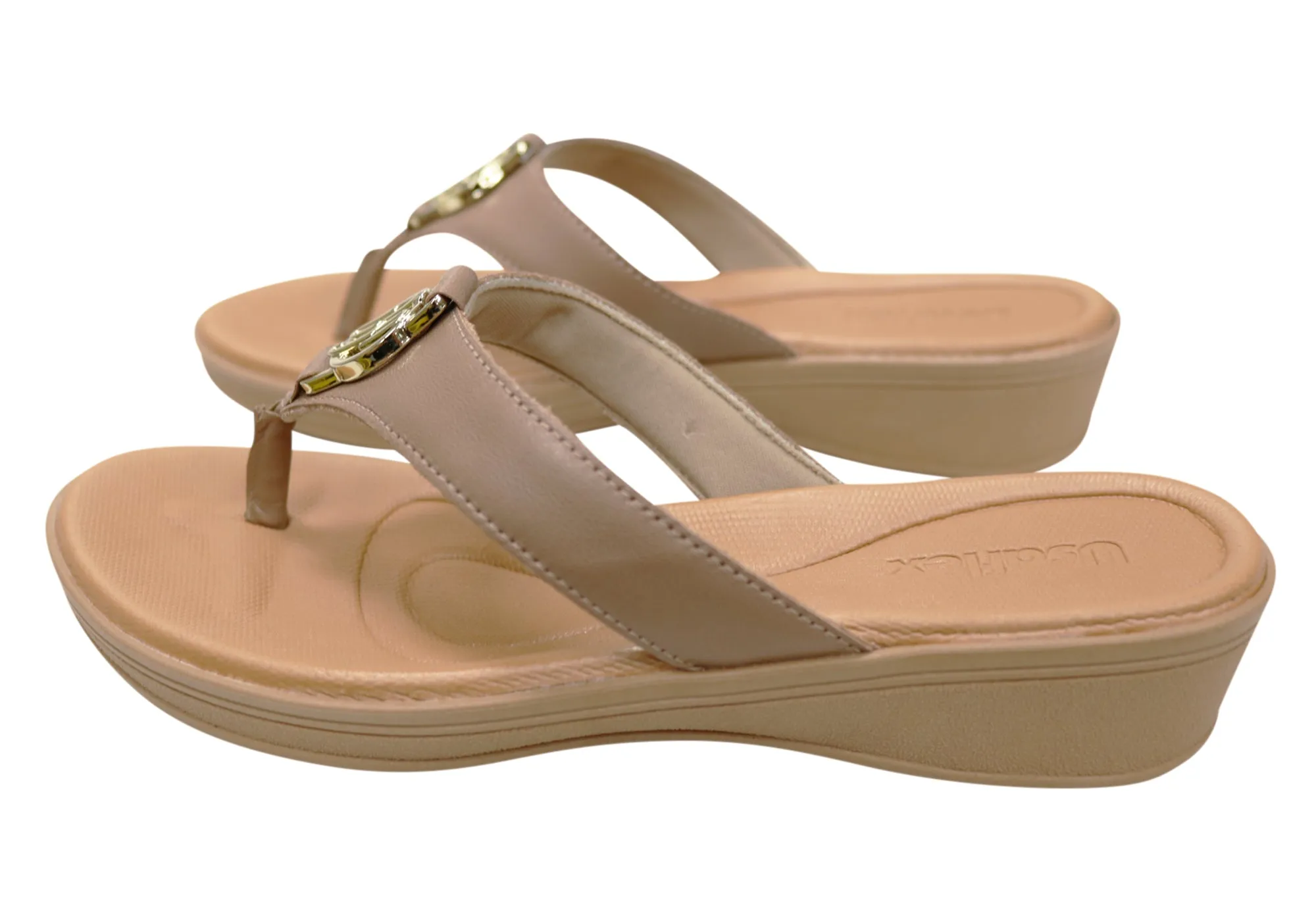 Usaflex Dorina Womens Comfort Leather Thongs Sandals Made In Brazil Usaflex Shoes