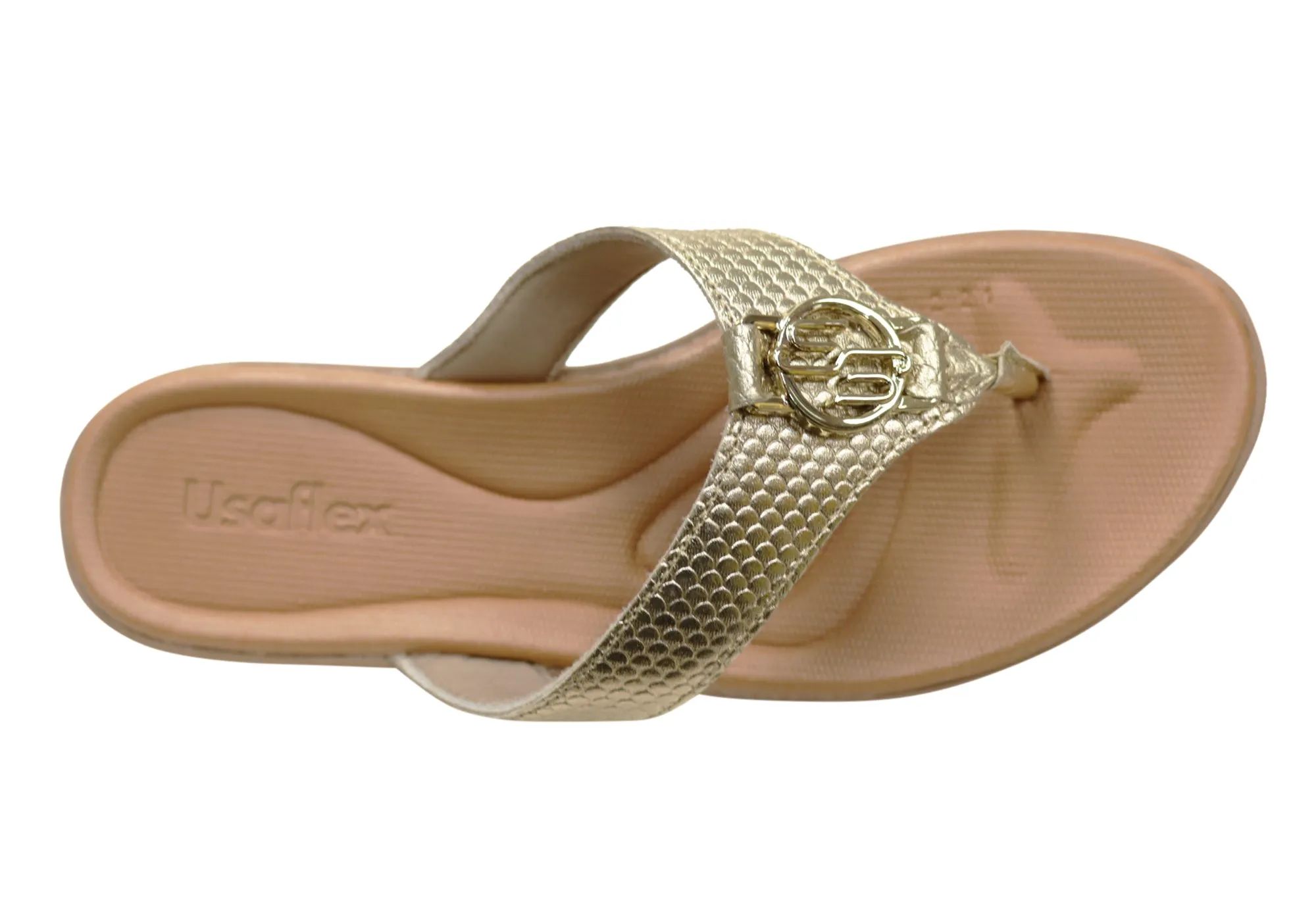Usaflex Dorina Womens Comfort Leather Thongs Sandals Made In Brazil Usaflex Shoes