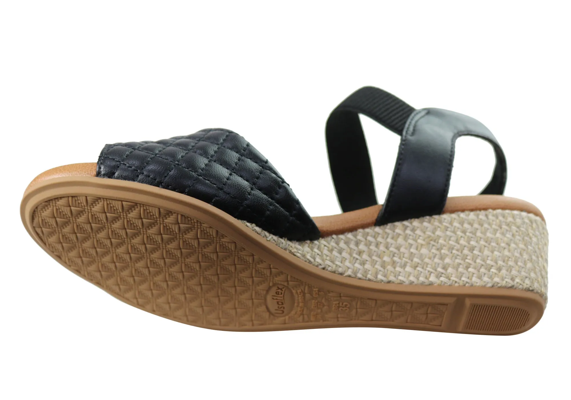 Usaflex Lorelei Womens Comfort Leather Wedge Sandals Made In Brazil Usaflex Shoes