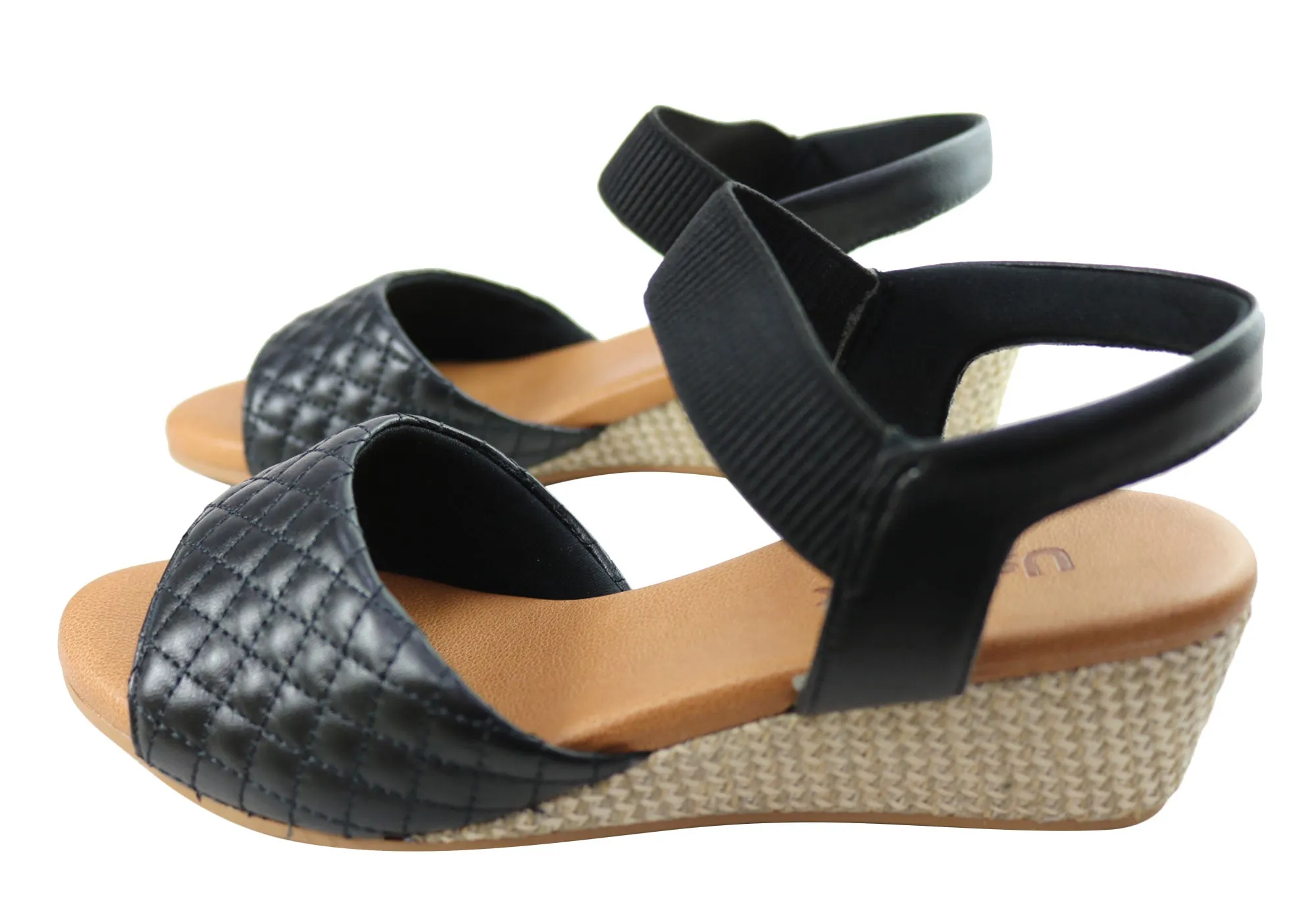 Usaflex Lorelei Womens Comfort Leather Wedge Sandals Made In Brazil Usaflex Shoes