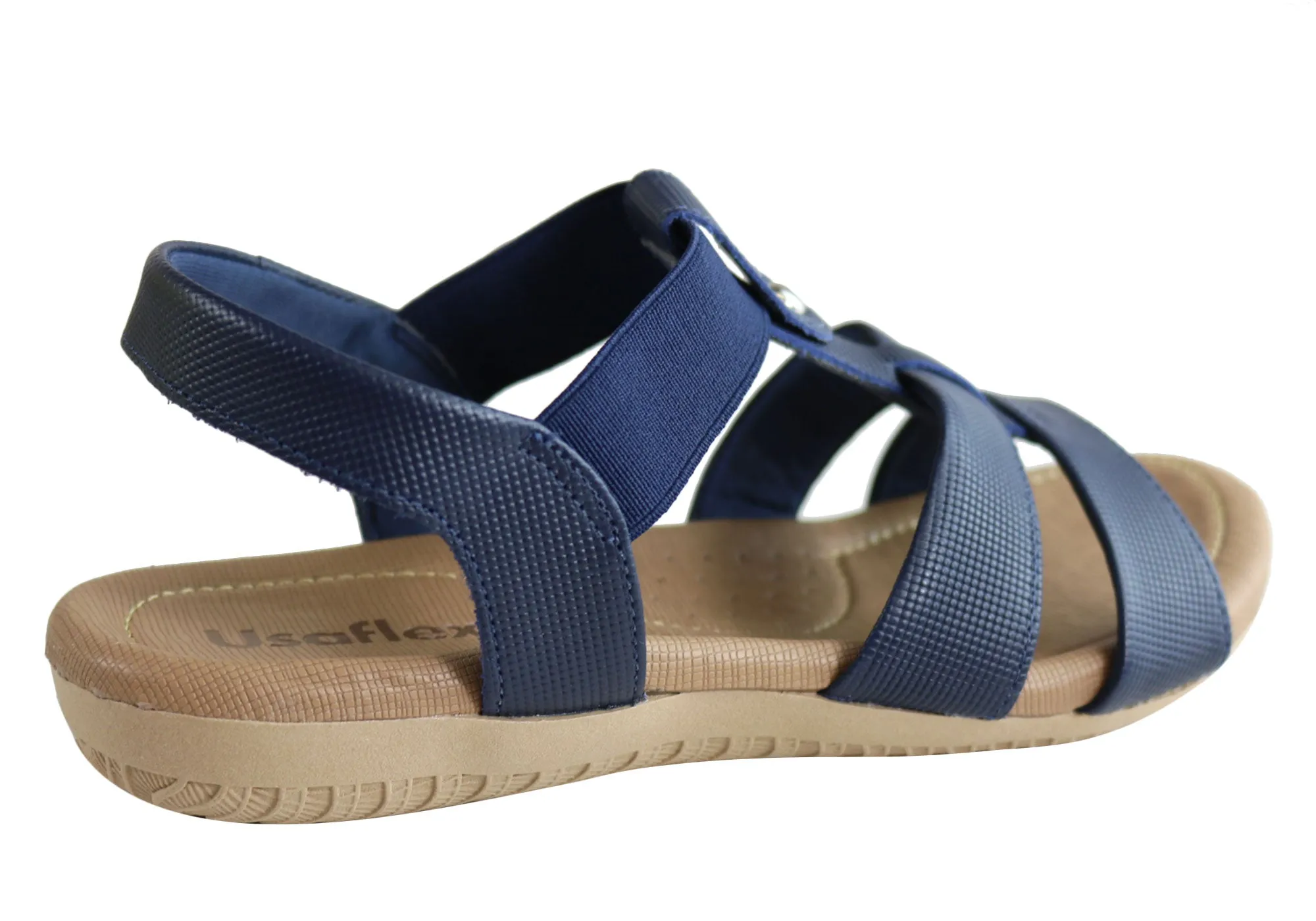 Usaflex Ventura Womens Comfy Cushioned Leather Sandals Made In Brazil Usaflex Shoes
