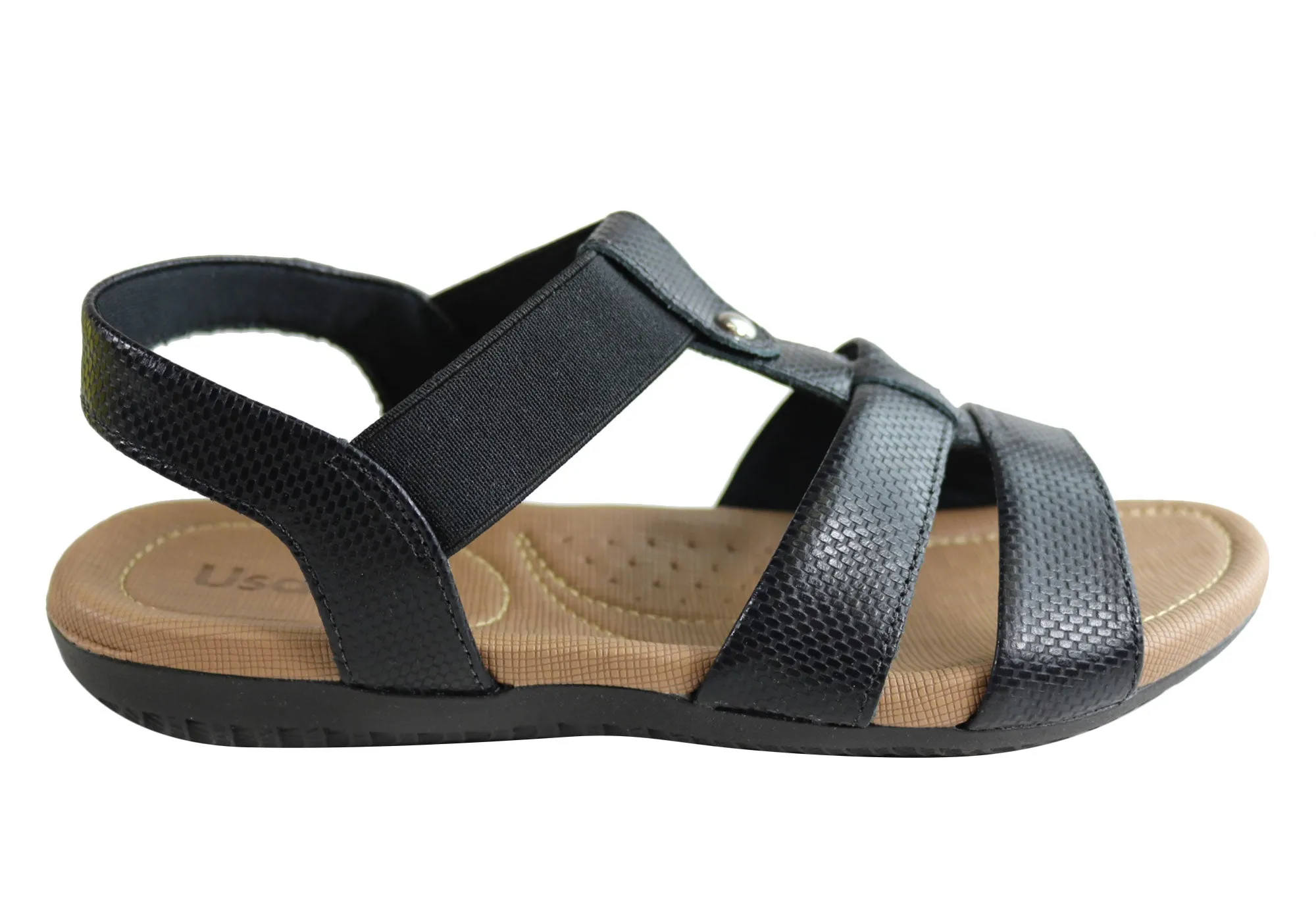 Usaflex Ventura Womens Comfy Cushioned Leather Sandals Made In Brazil Usaflex Shoes