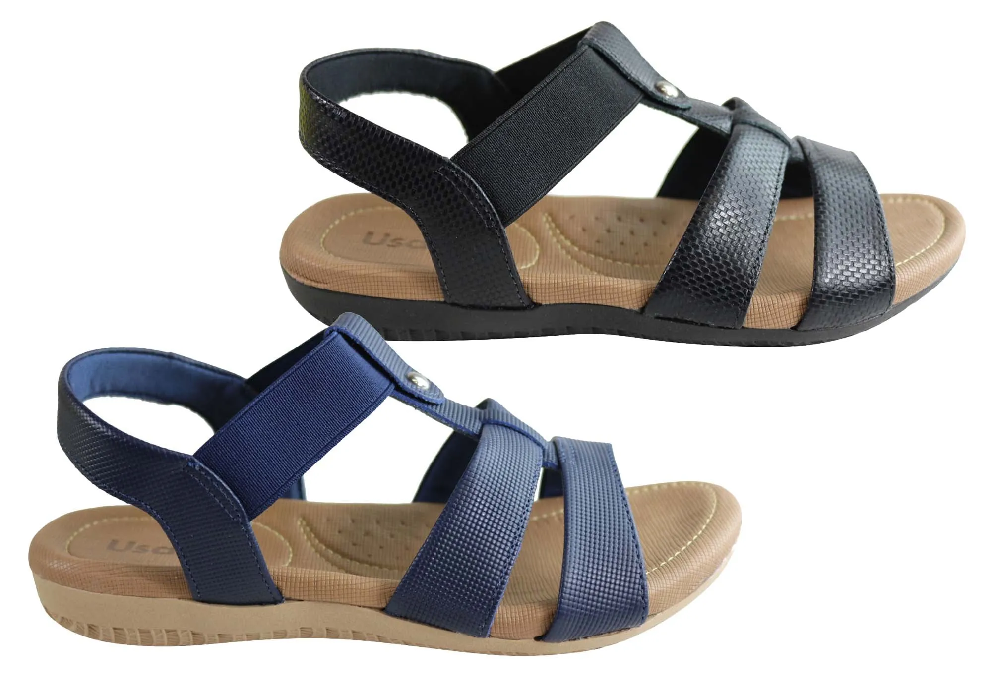 Usaflex Ventura Womens Comfy Cushioned Leather Sandals Made In Brazil Usaflex Shoes