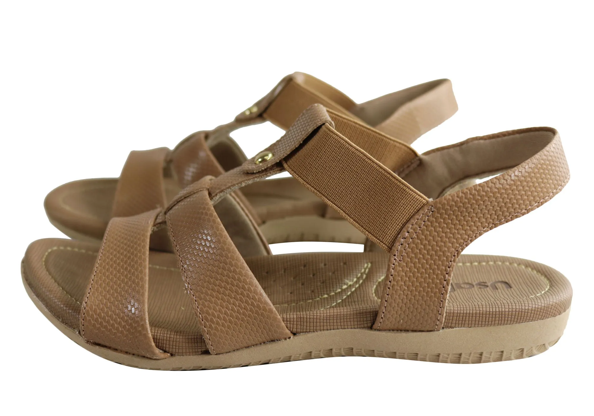 Usaflex Ventura Womens Comfy Cushioned Leather Sandals Made In Brazil Usaflex Shoes