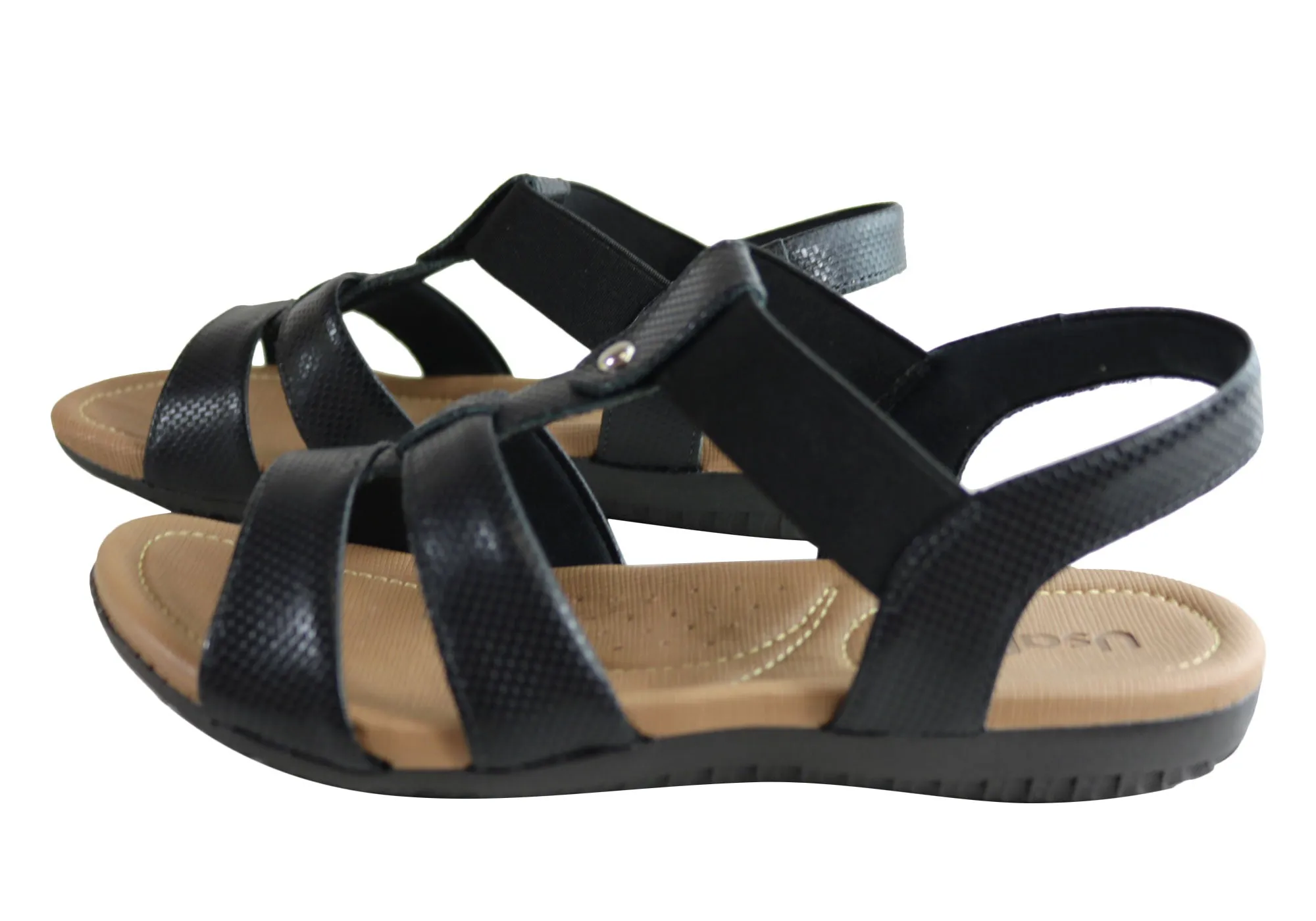 Usaflex Ventura Womens Comfy Cushioned Leather Sandals Made In Brazil Usaflex Shoes
