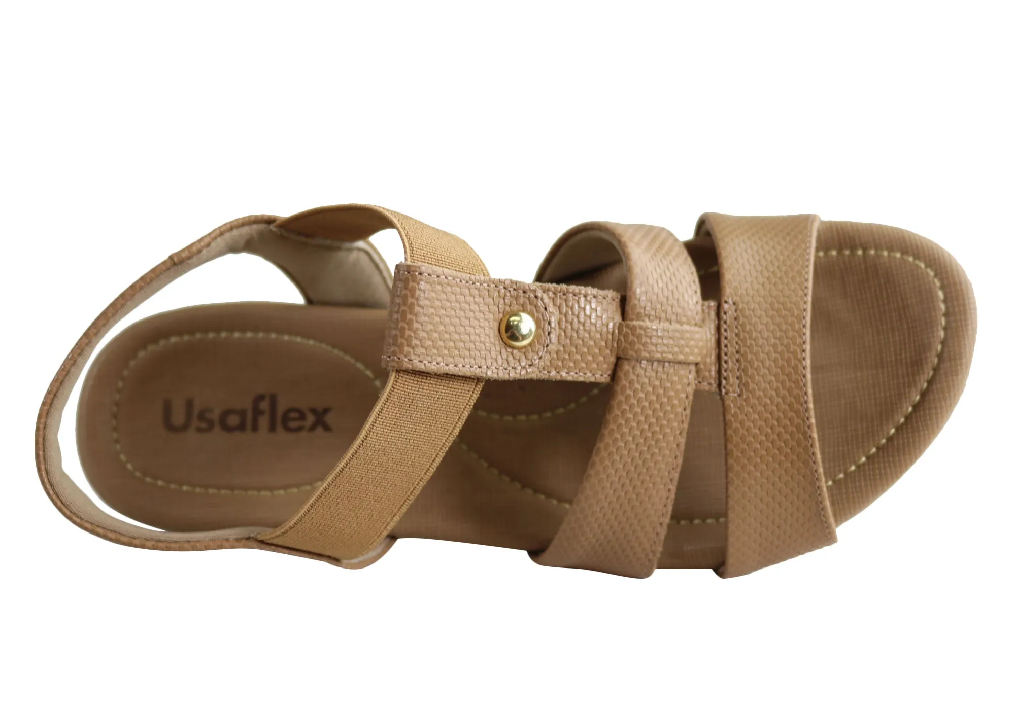 Usaflex Ventura Womens Comfy Cushioned Leather Sandals Made In Brazil Usaflex Shoes