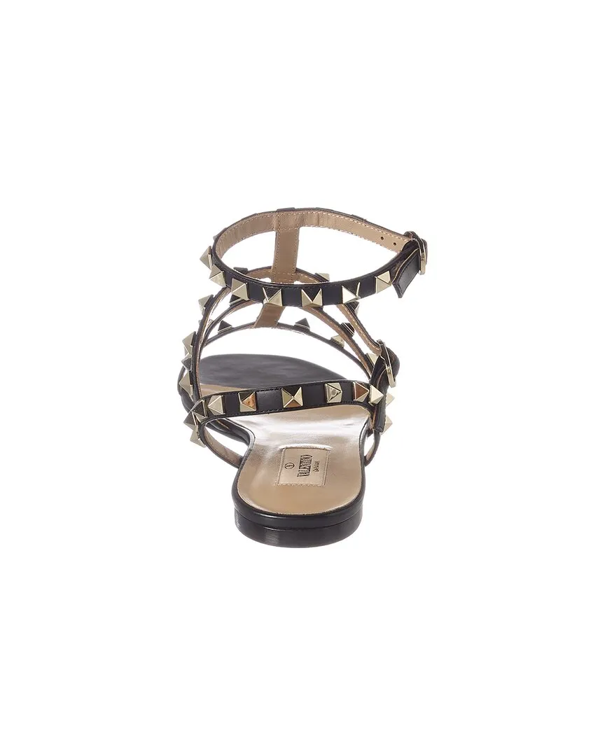Valentino Rockstud Caged Leather Ankle Strap Sandal