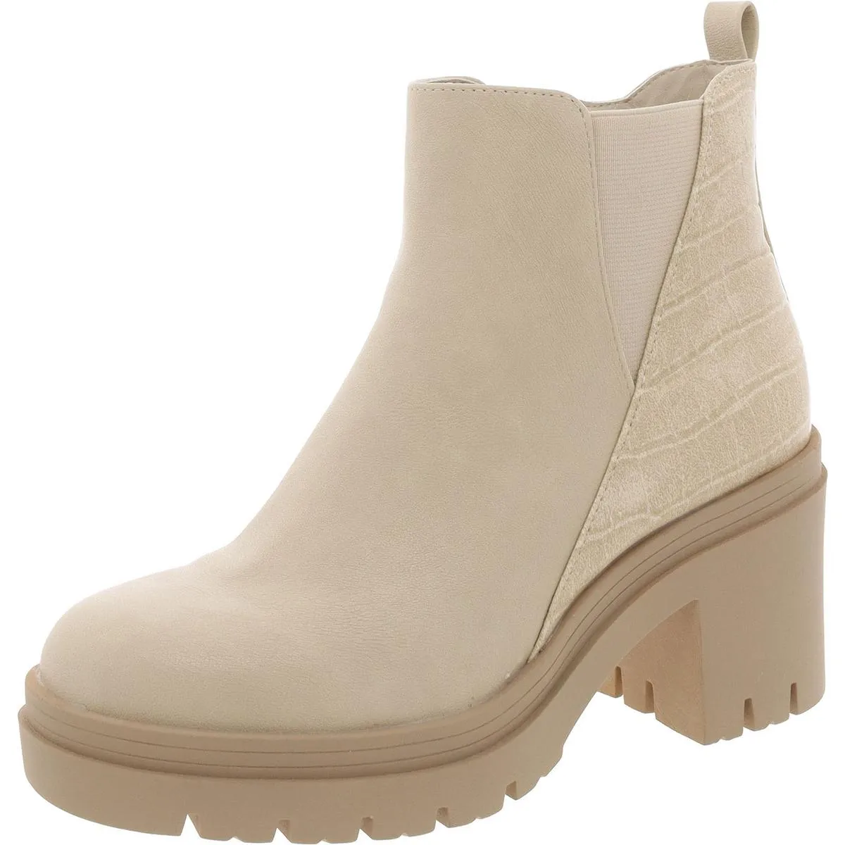 Veronikaa Womens Faux Leather Block Heel Chelsea Boots