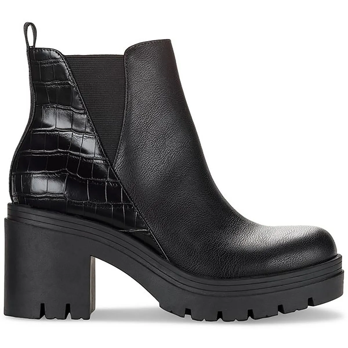 Veronikaa Womens Faux Leather Block Heel Chelsea Boots