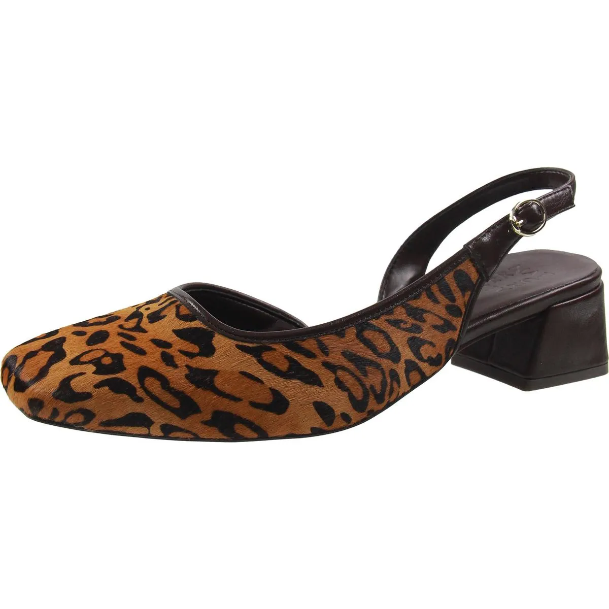 Womens Buckle Leather Slingback Heels