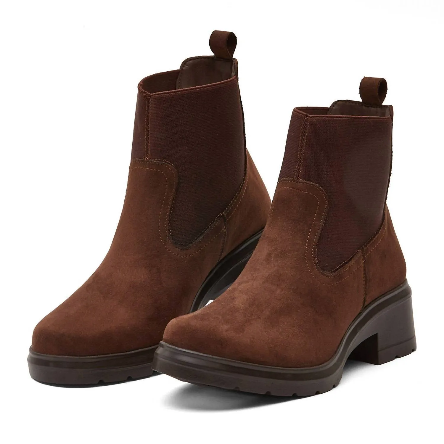 Women's Chelsea Boots With Elastic Side In Brown