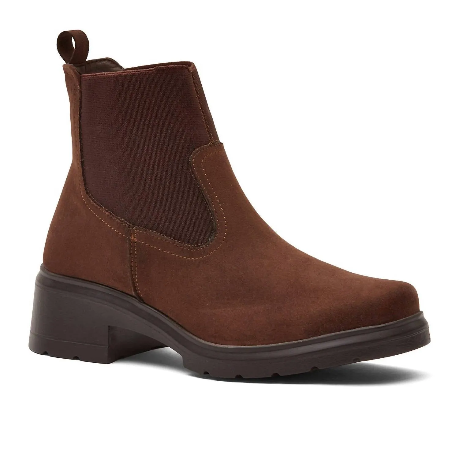 Women's Chelsea Boots With Elastic Side In Brown